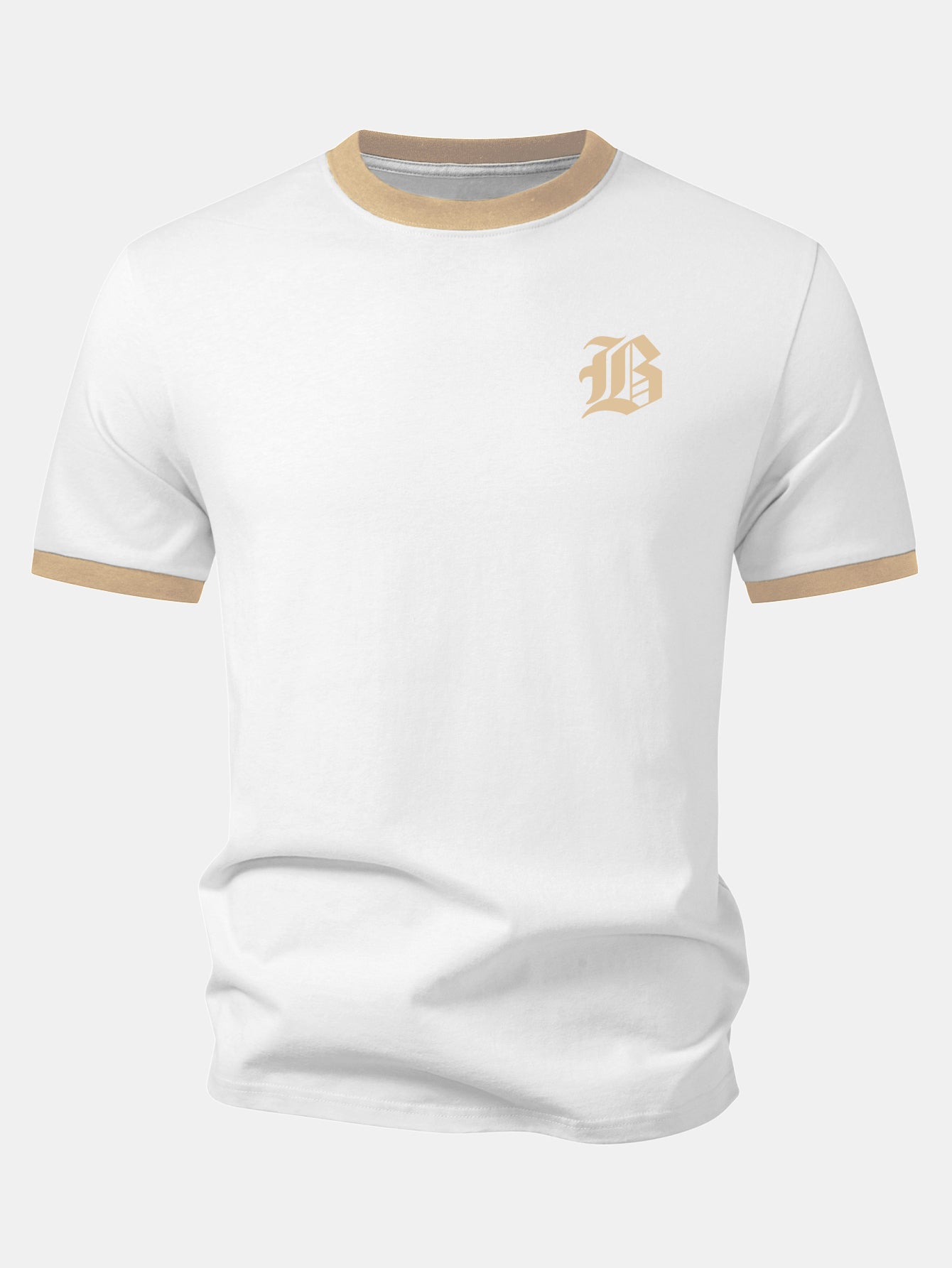 Gothic Letter Print Contrast Ringer T-Shirt