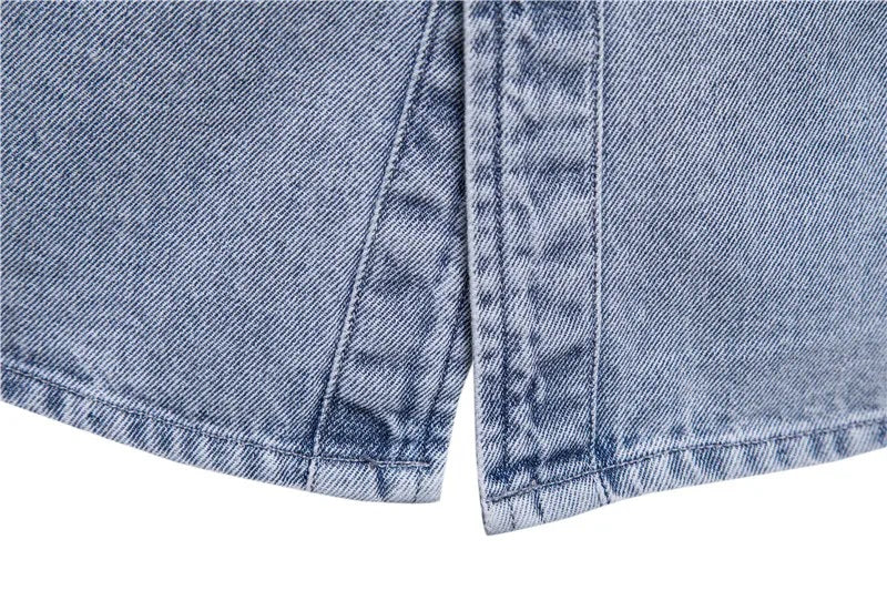 Washed Denim Overshirt With Pockets