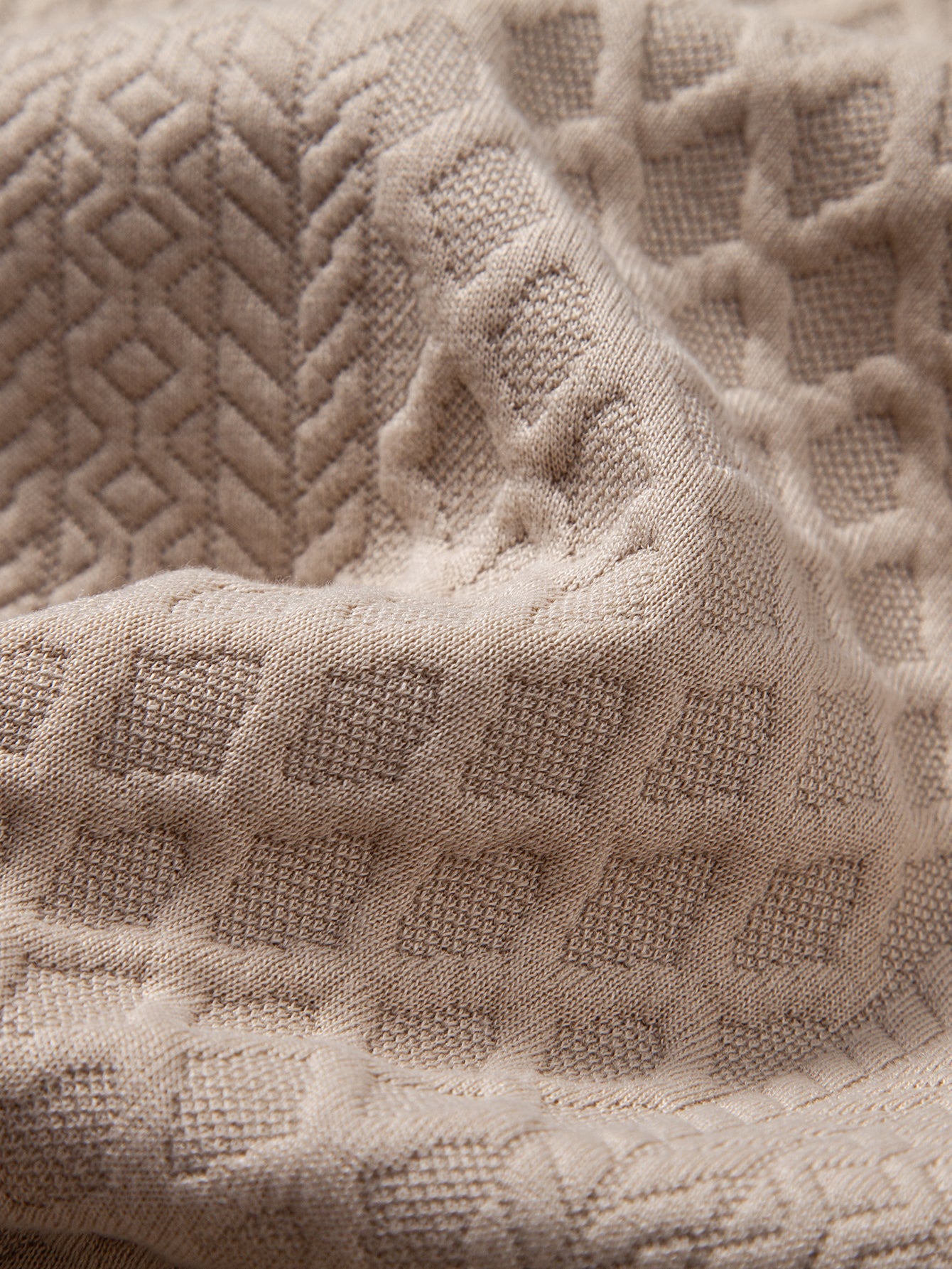 Long Sleeve Geometric Jacquard Polo Shirt