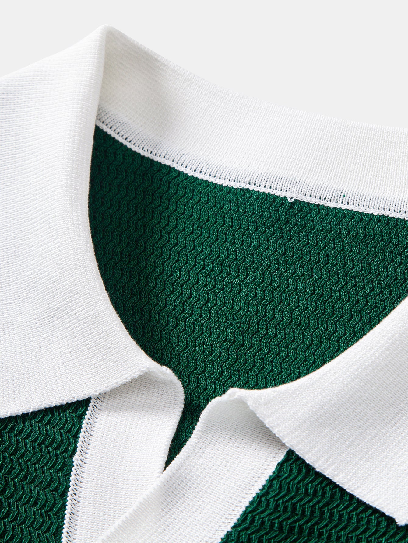 Textured Contrast Johnny Collar Knit Polo