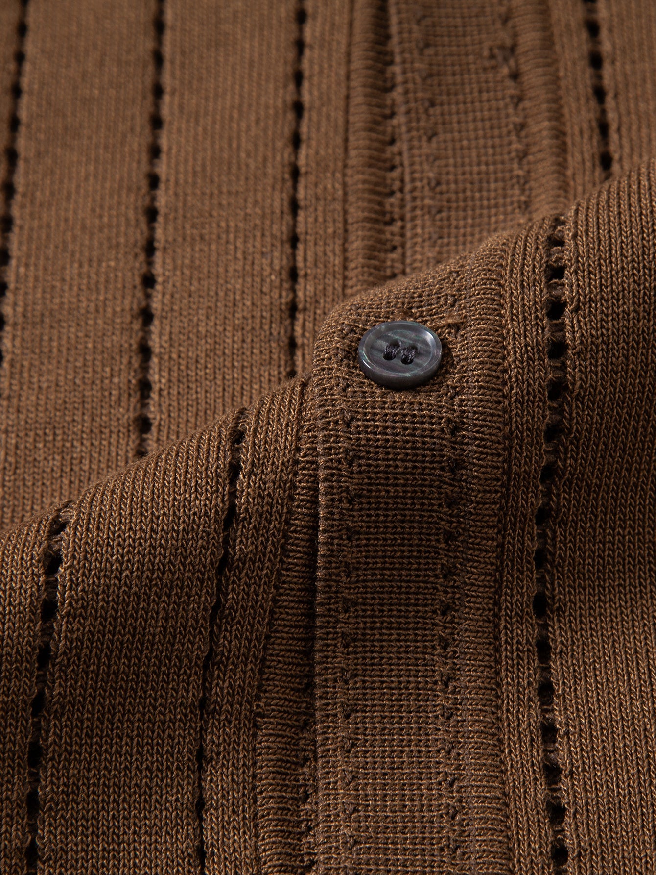 Stripe Button Up Open Knit Shirt