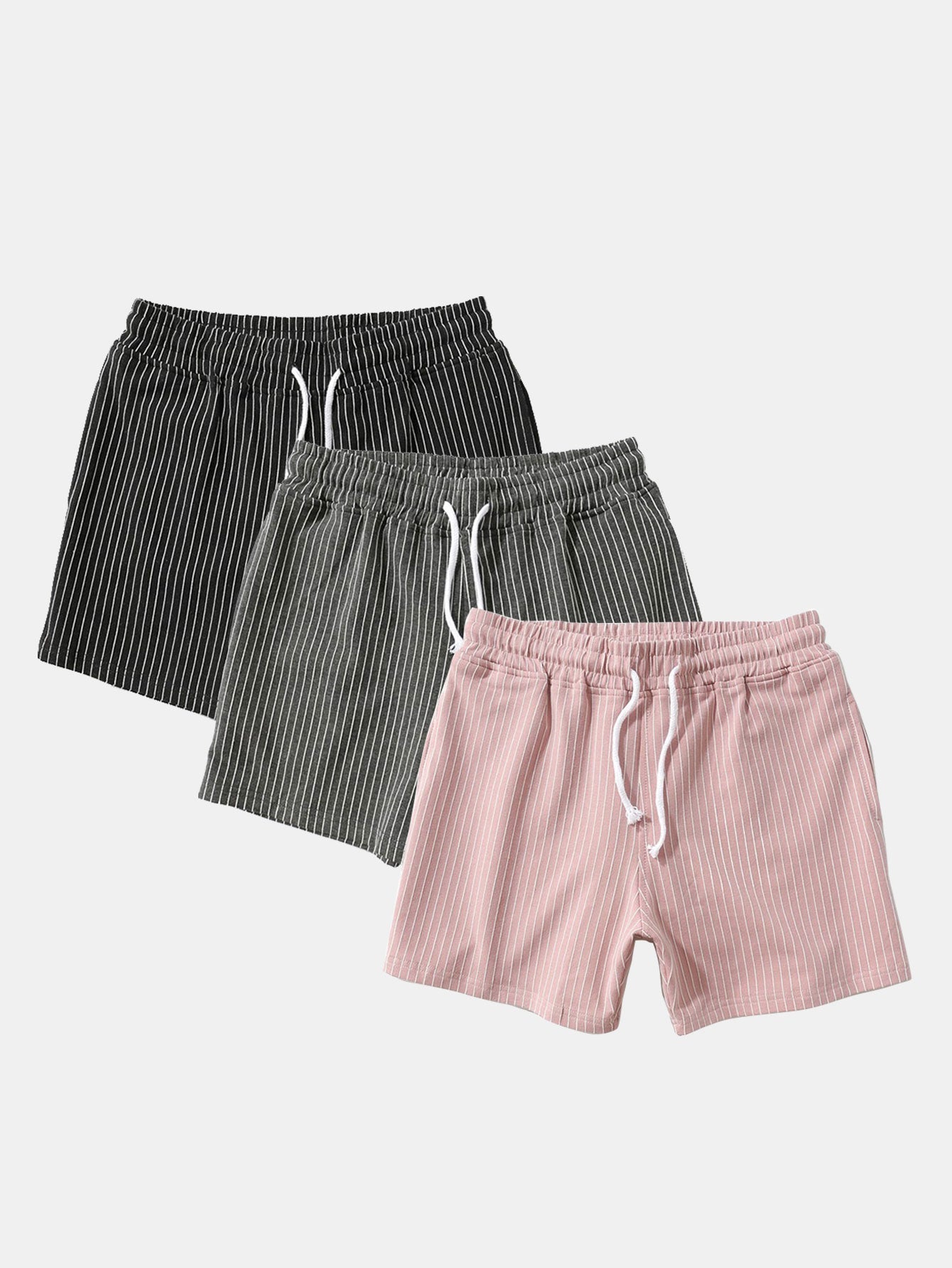 3 Pieces Striped Jersey 3" Shorts