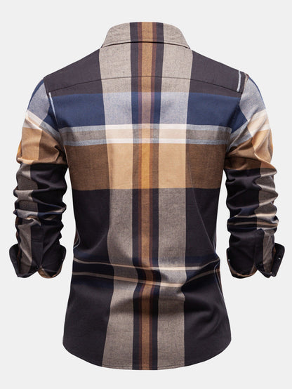 Long Sleeve Cotton Plaid Button Up Shirt
