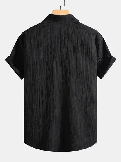 Crinkled Texture Print Button Up Shirt