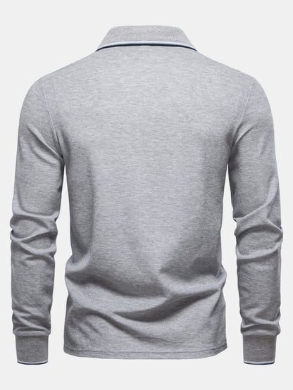 Long Sleeved Contrast Polo Shirt
