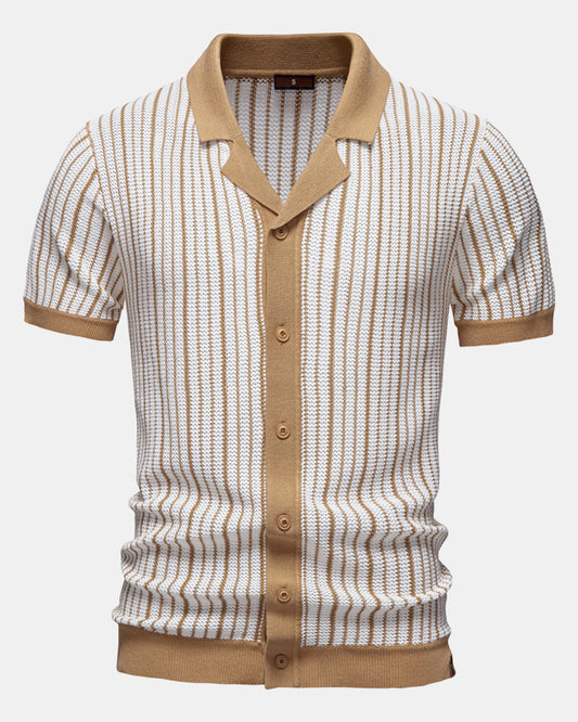 Stripe Crochet Button Up Shirt