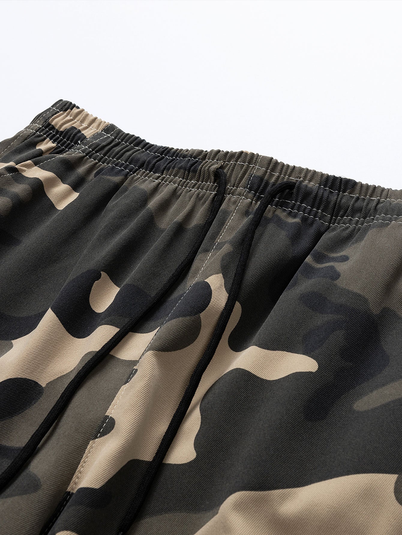 Camouflage Drawstring Cargo Shorts