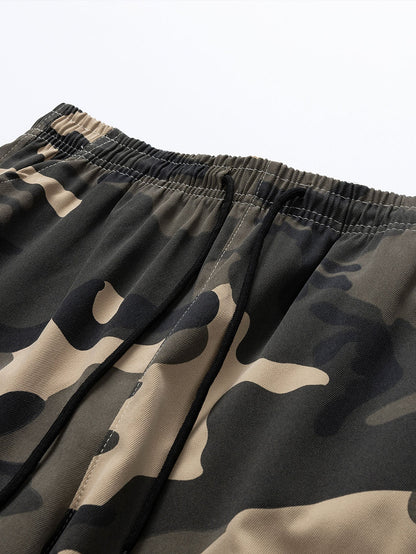 Camouflage Drawstring Cargo Shorts