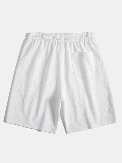 Crinkled Textured Drawstring Shorts