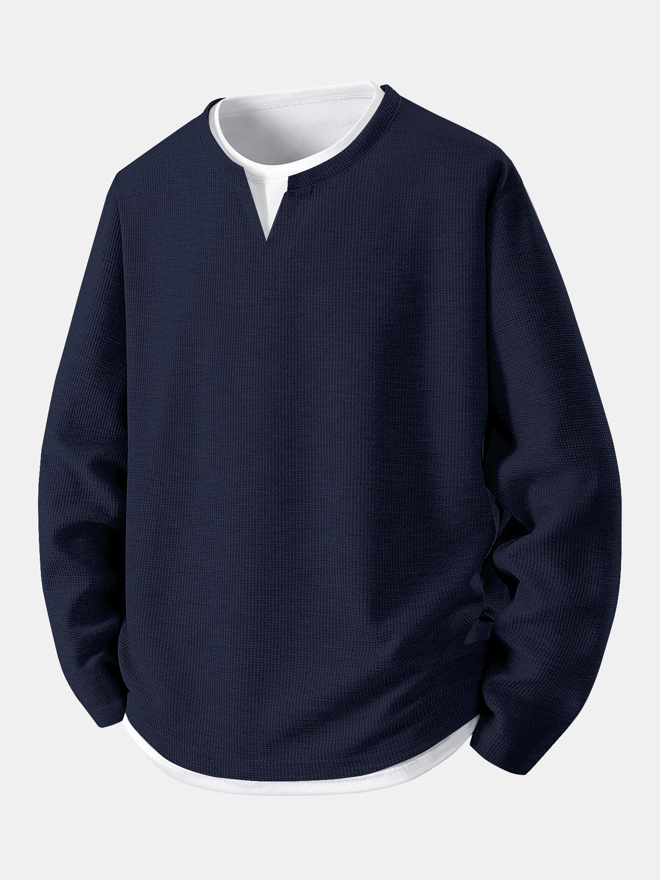 Relax Fit Long Sleeve 2 In 1 Waffle T-Shirt