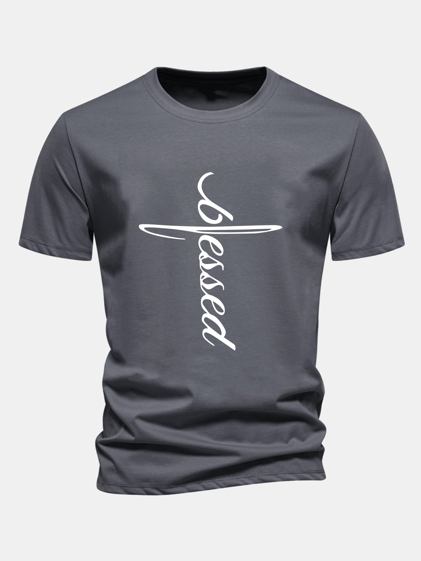 Regular Fit Blessed Print Cotton T-Shirt