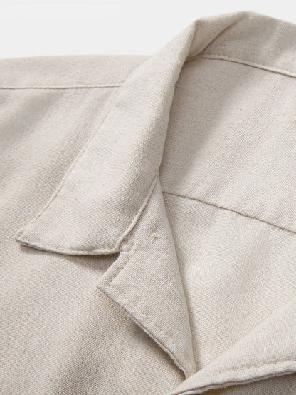 قميص كتان كوبا مزود بجيوب