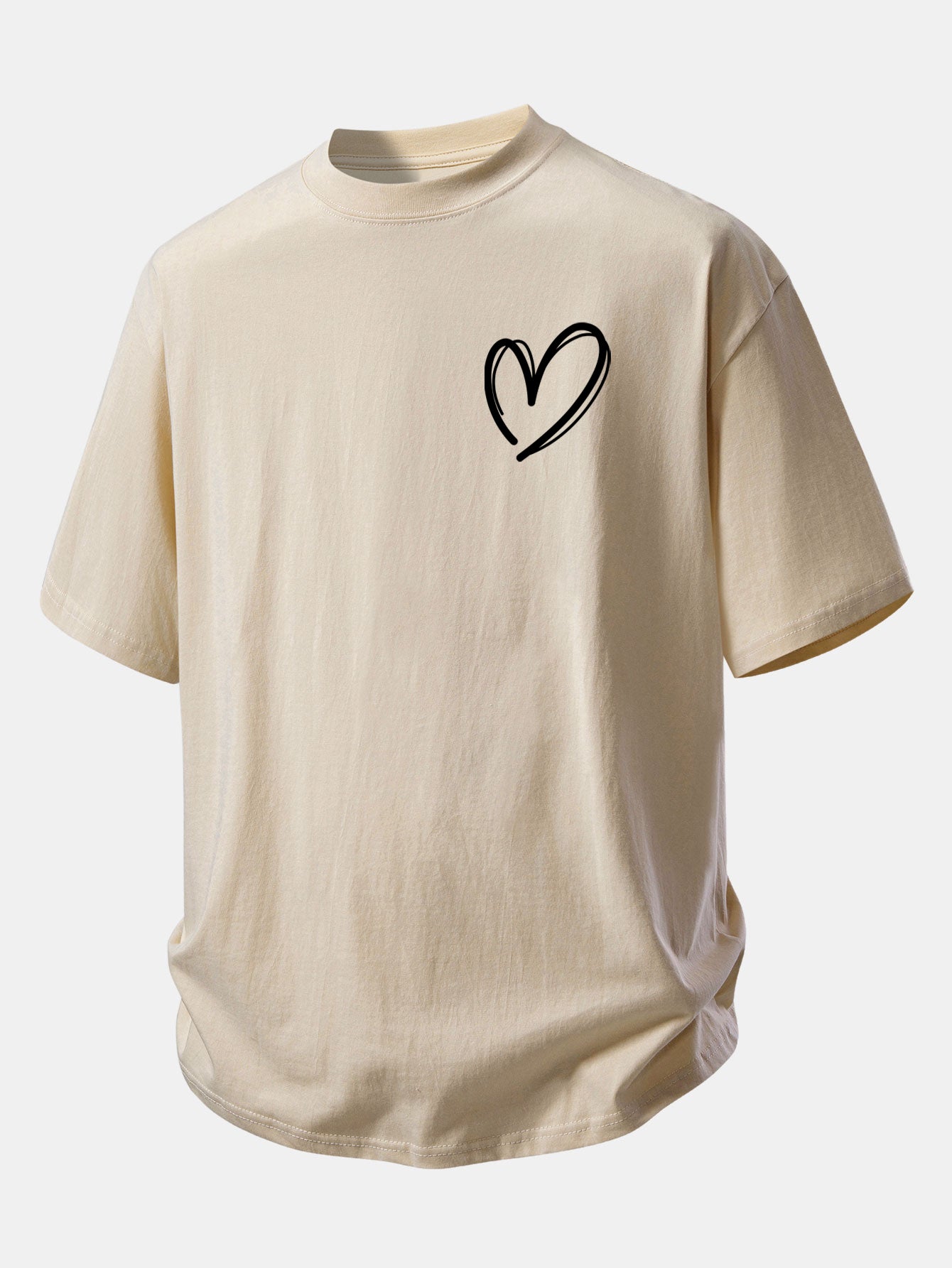 Relax Fit Heart Print Cotton T-Shirt