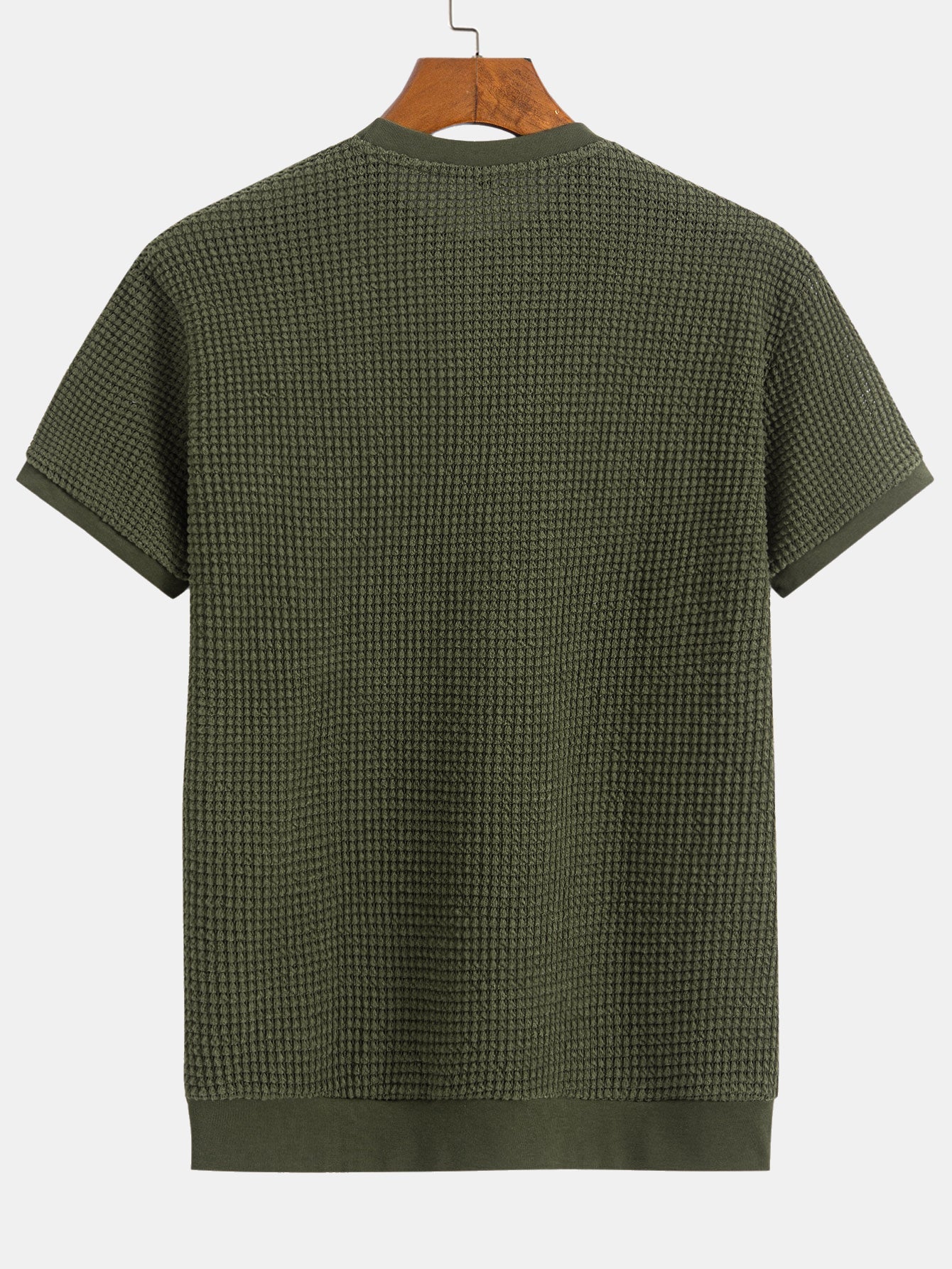 Short Sleeve Waffle Ribbed Hem T-Shirt