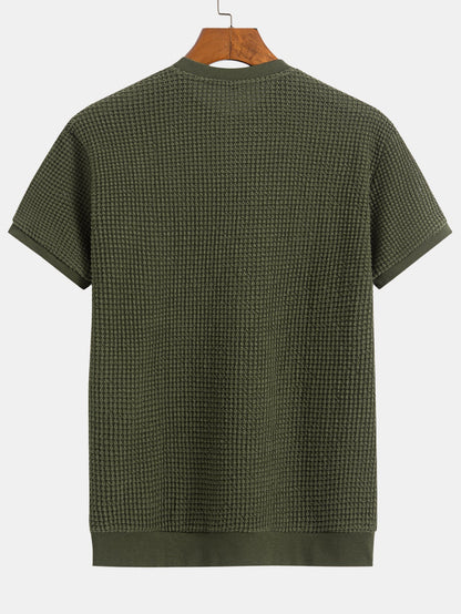 Short Sleeve Waffle Ribbed Hem T-Shirt