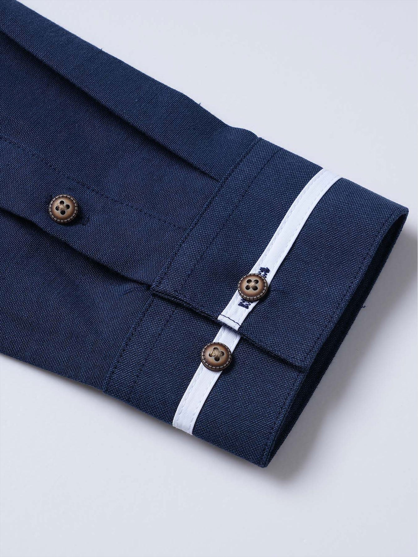 Long Sleeve Contrast Stand Collar Oxford Shirt