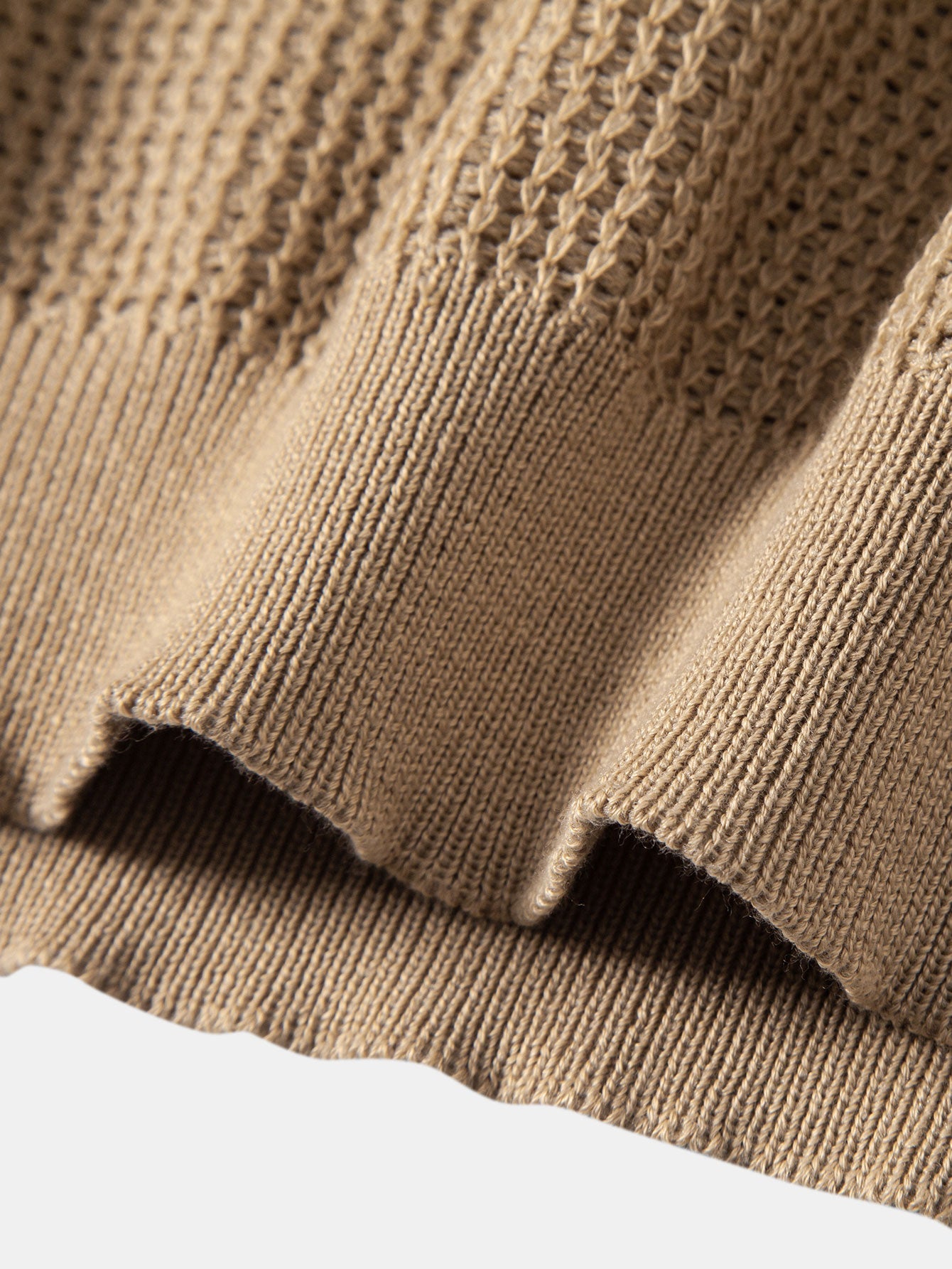 Textured Johnny Collar Crocheted Knit Polo