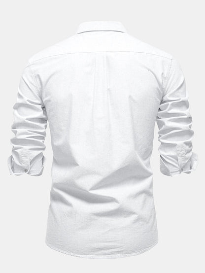 Cowboy Embroidery Cotton Oxford Button Up Shirt
