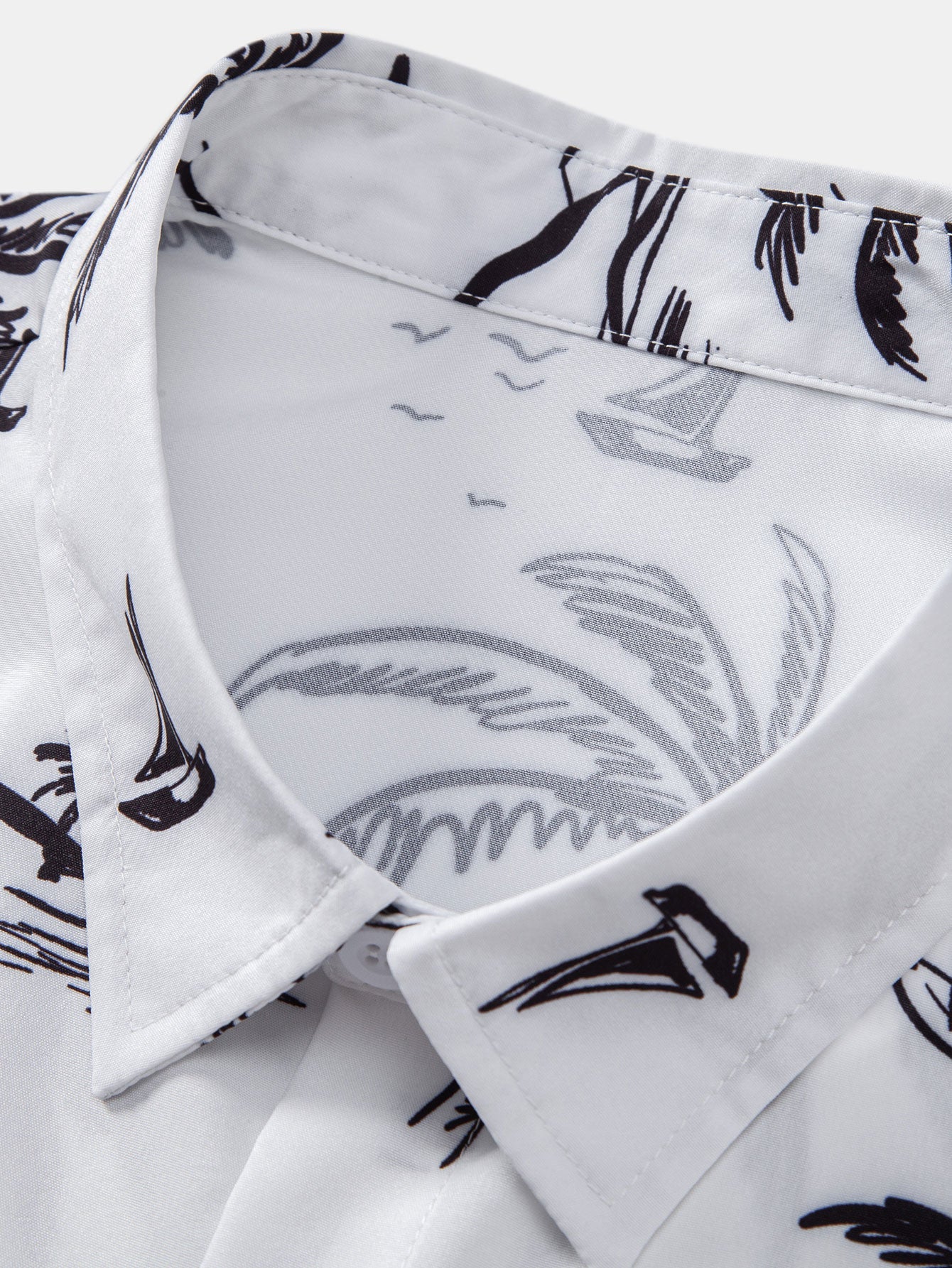 Palm Tree Island Print Button Up Shirt