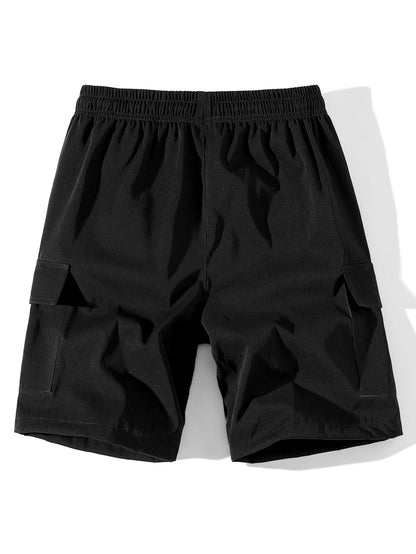 Solid Color Cargo Drawstring Shorts