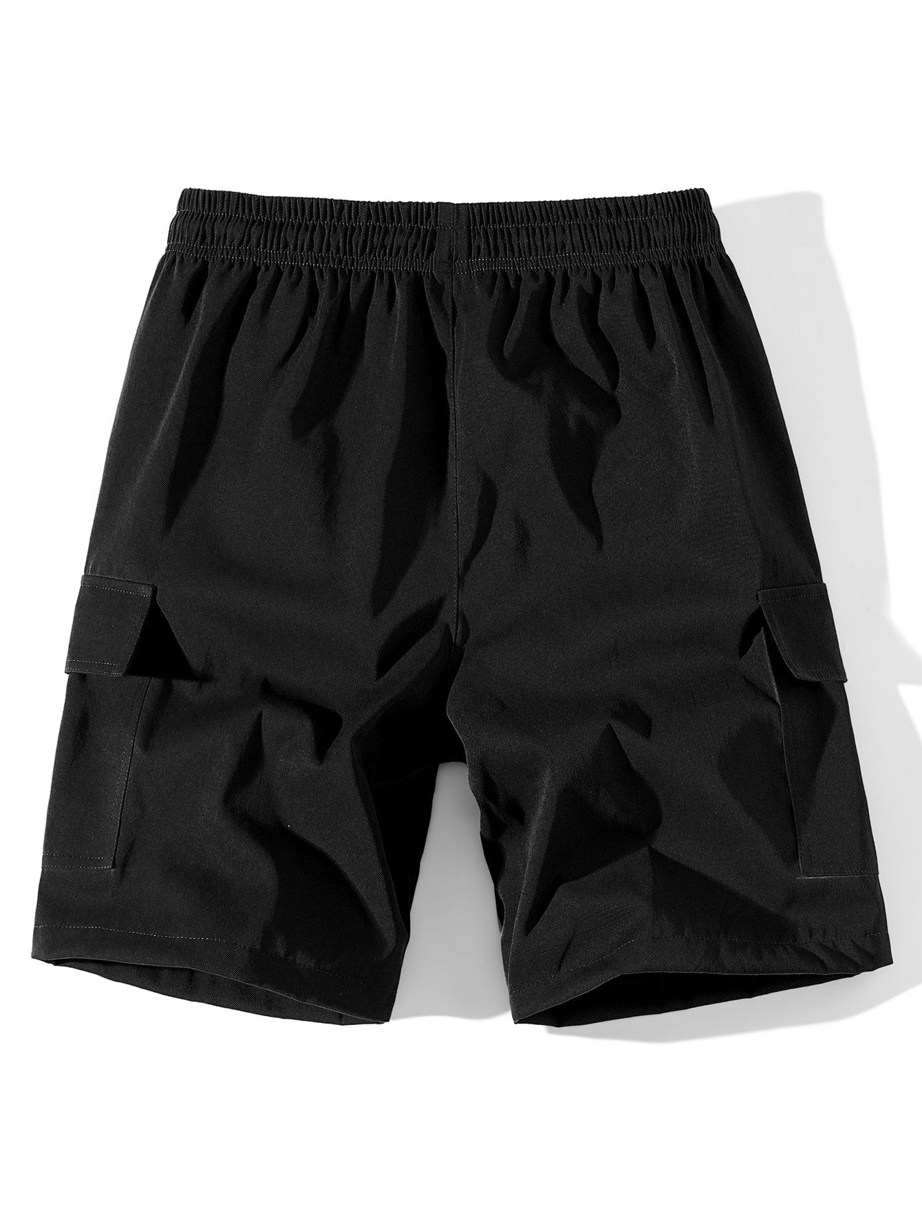3 Pieces Solid Color Cargo Drawstring Shorts