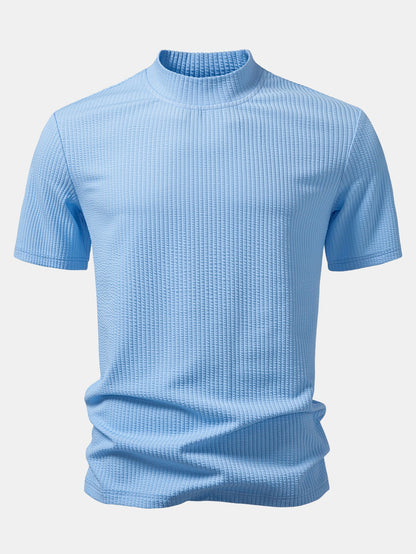 Ribbed Mock Neck T-Shirt