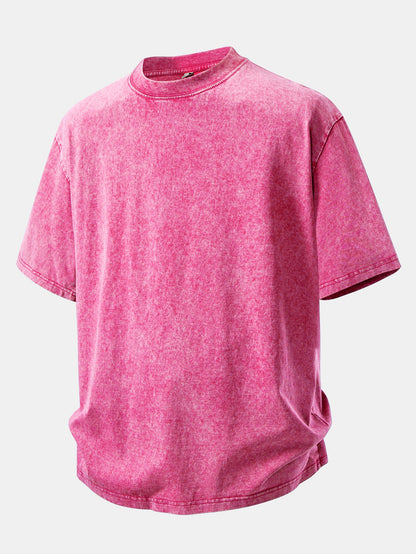 Basic Washed Distressed Drop Shoulder Oversize T-Shirt