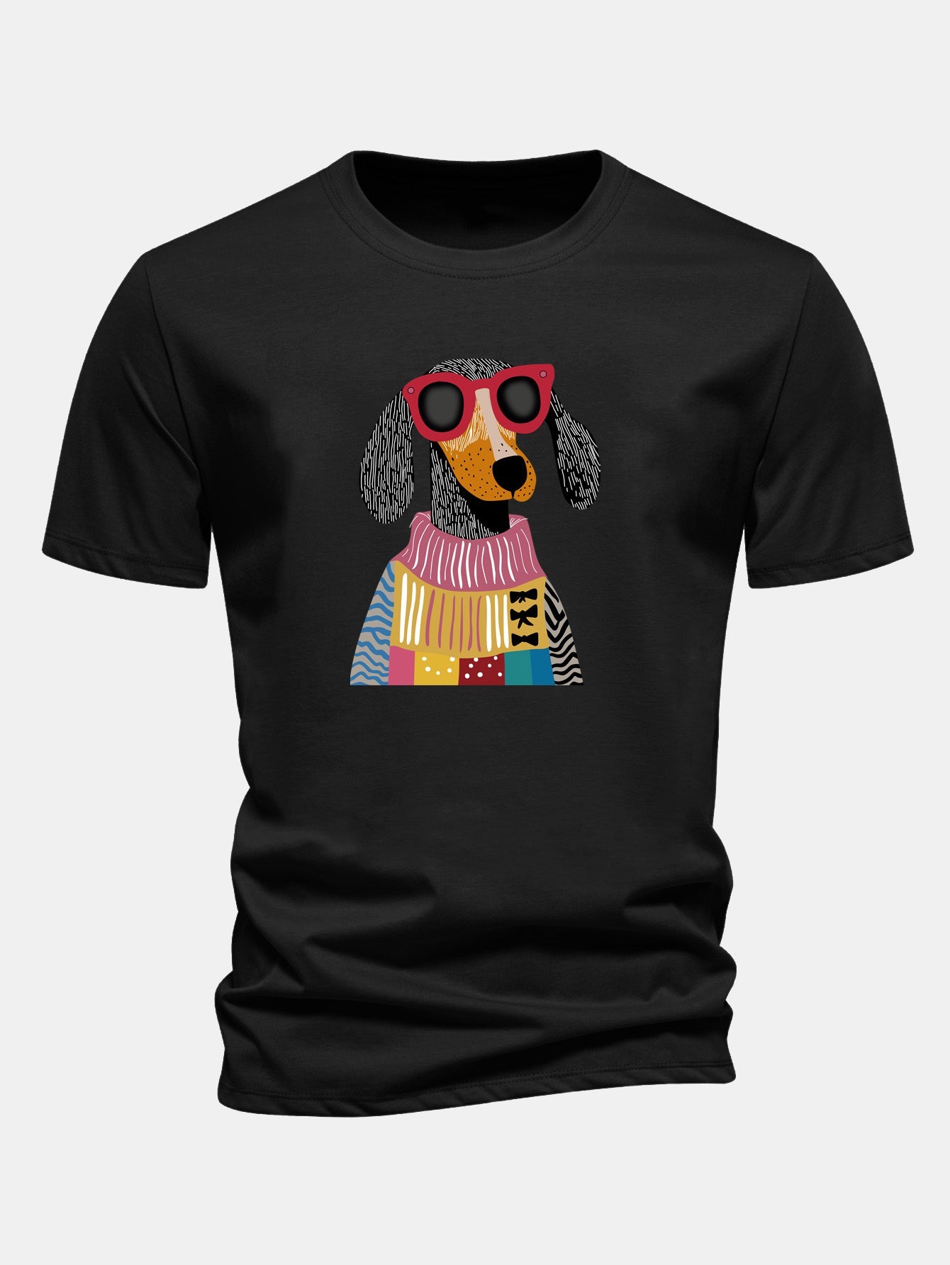 Regular Fit Sweater Dog Print Cotton T-Shirt