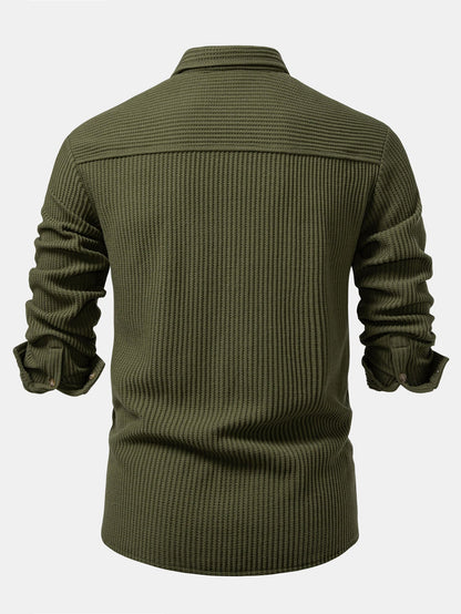 Long Sleeved Waffle Button Up Shirt