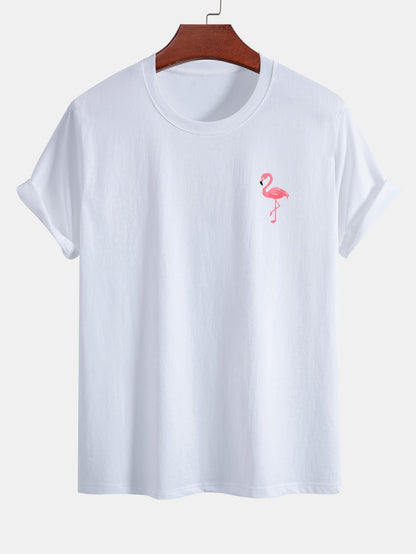 Regular Fit Flamingo Print Cotton T-Shirt