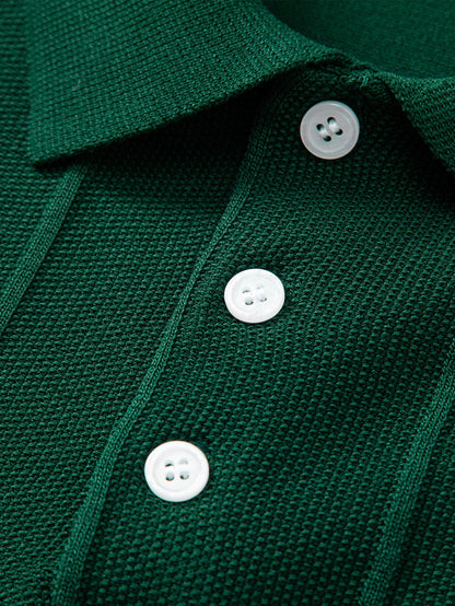 Stripe Jacquard Knit Polo Shirt