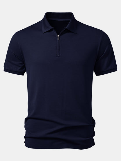 Pineapple Textured Zipper Polo