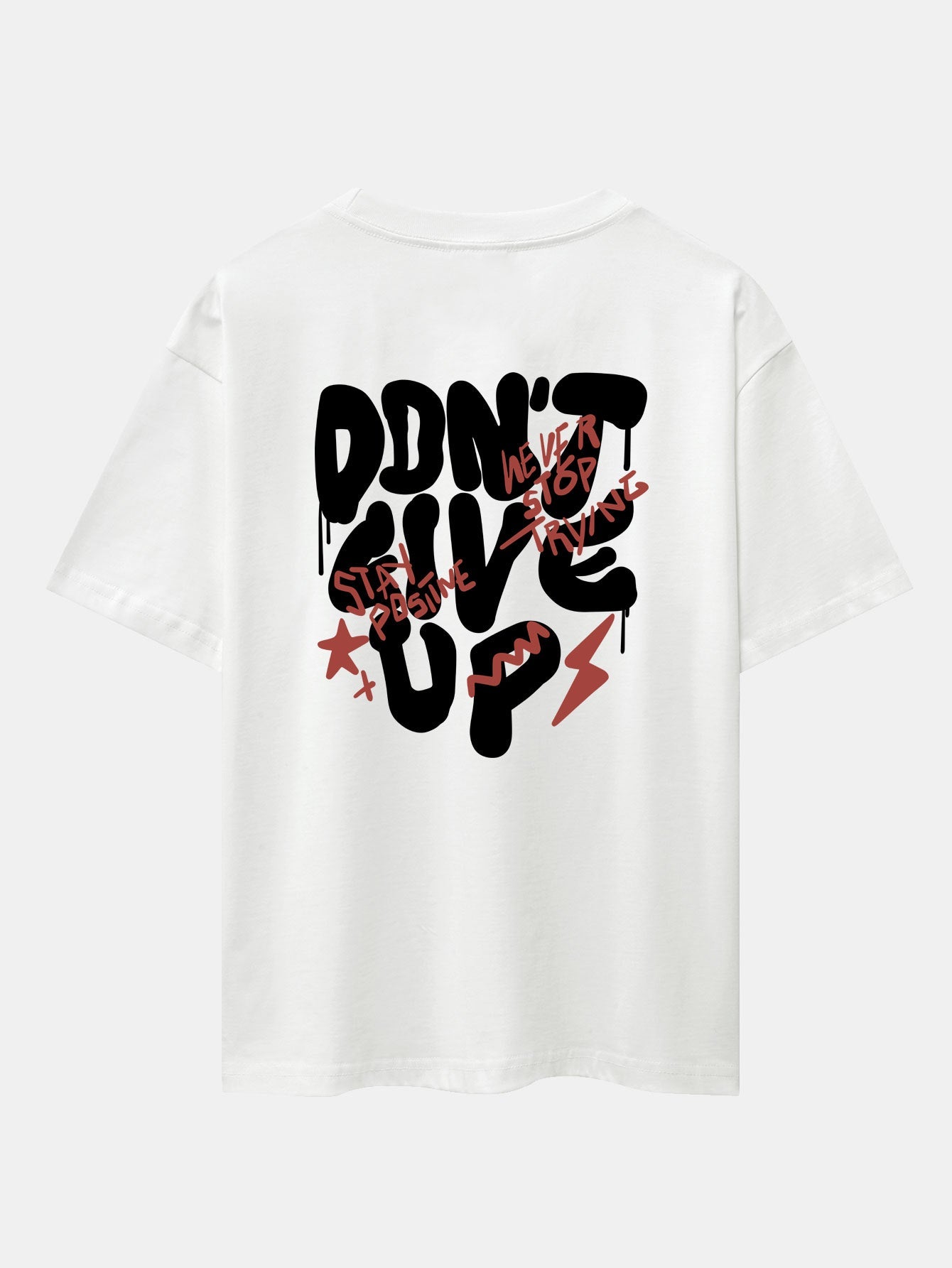 Don't Give Up Print Drop Shoulder Oversize T-Shirt