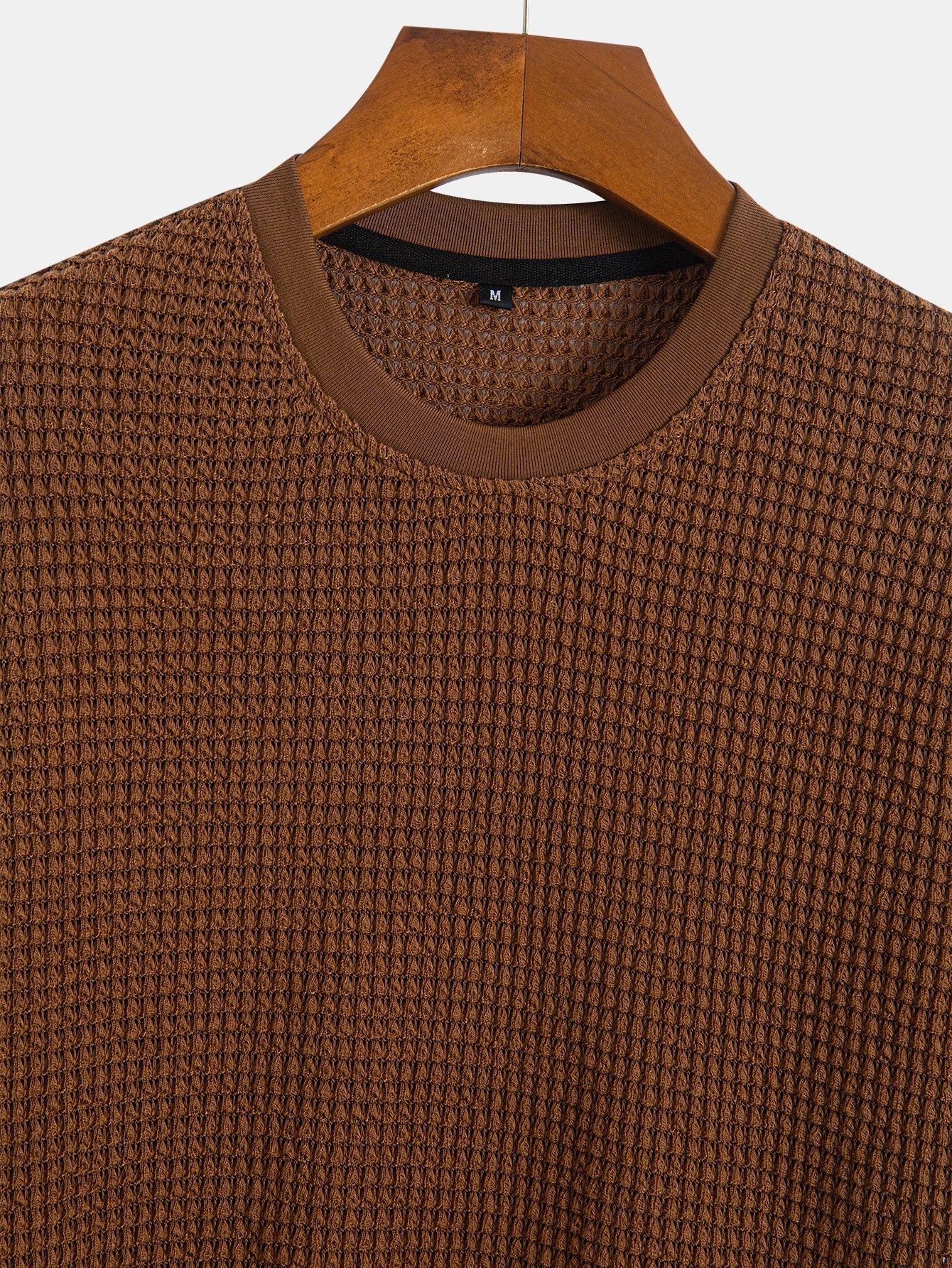 Short Sleeve Waffle Ribbed Hem T-Shirt