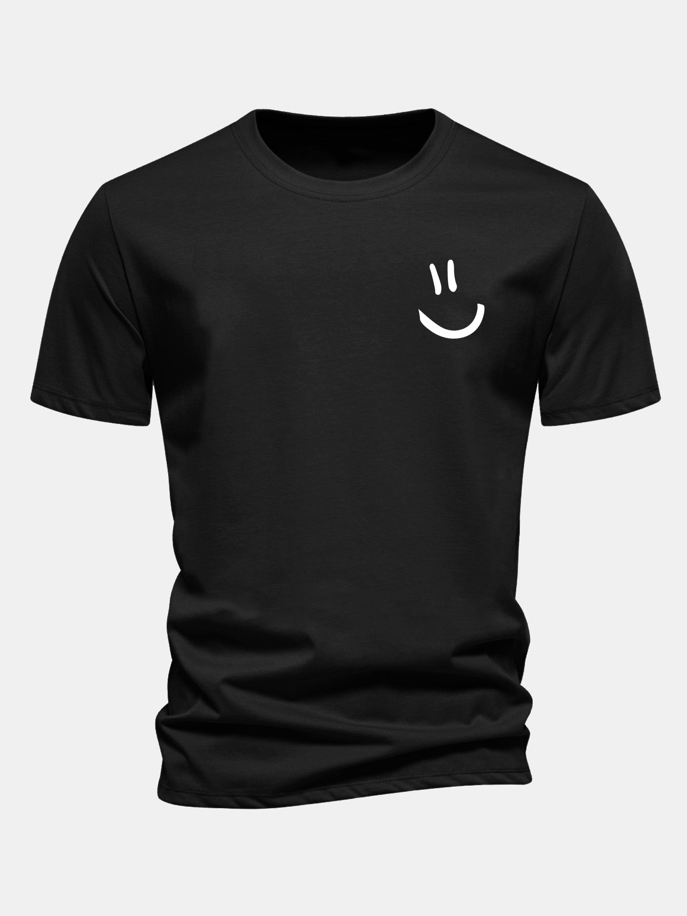 Regular Fit Smiley Face Print Cotton T-Shirt