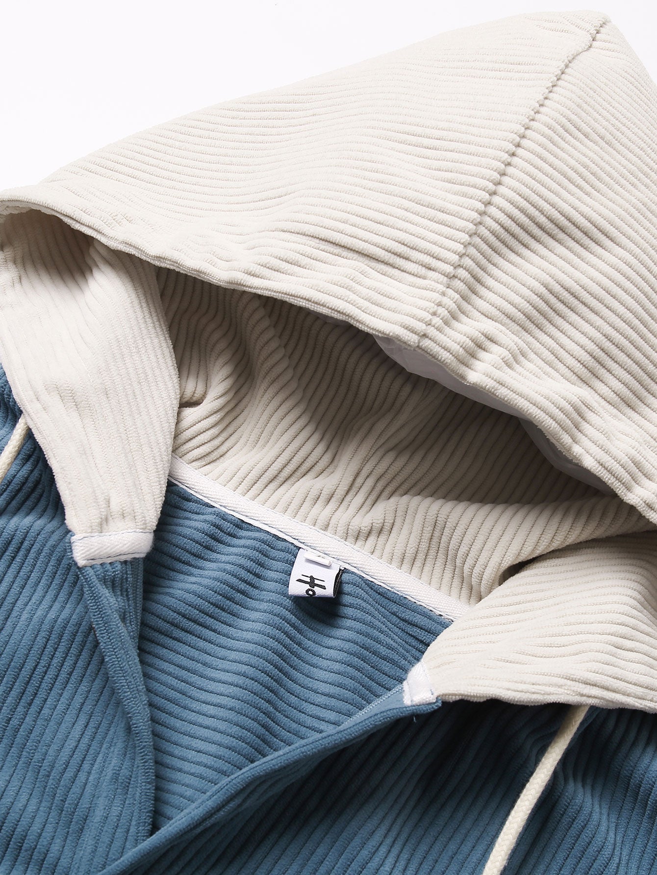 Long Sleeved Contrast Corduroy Hooded Shirt