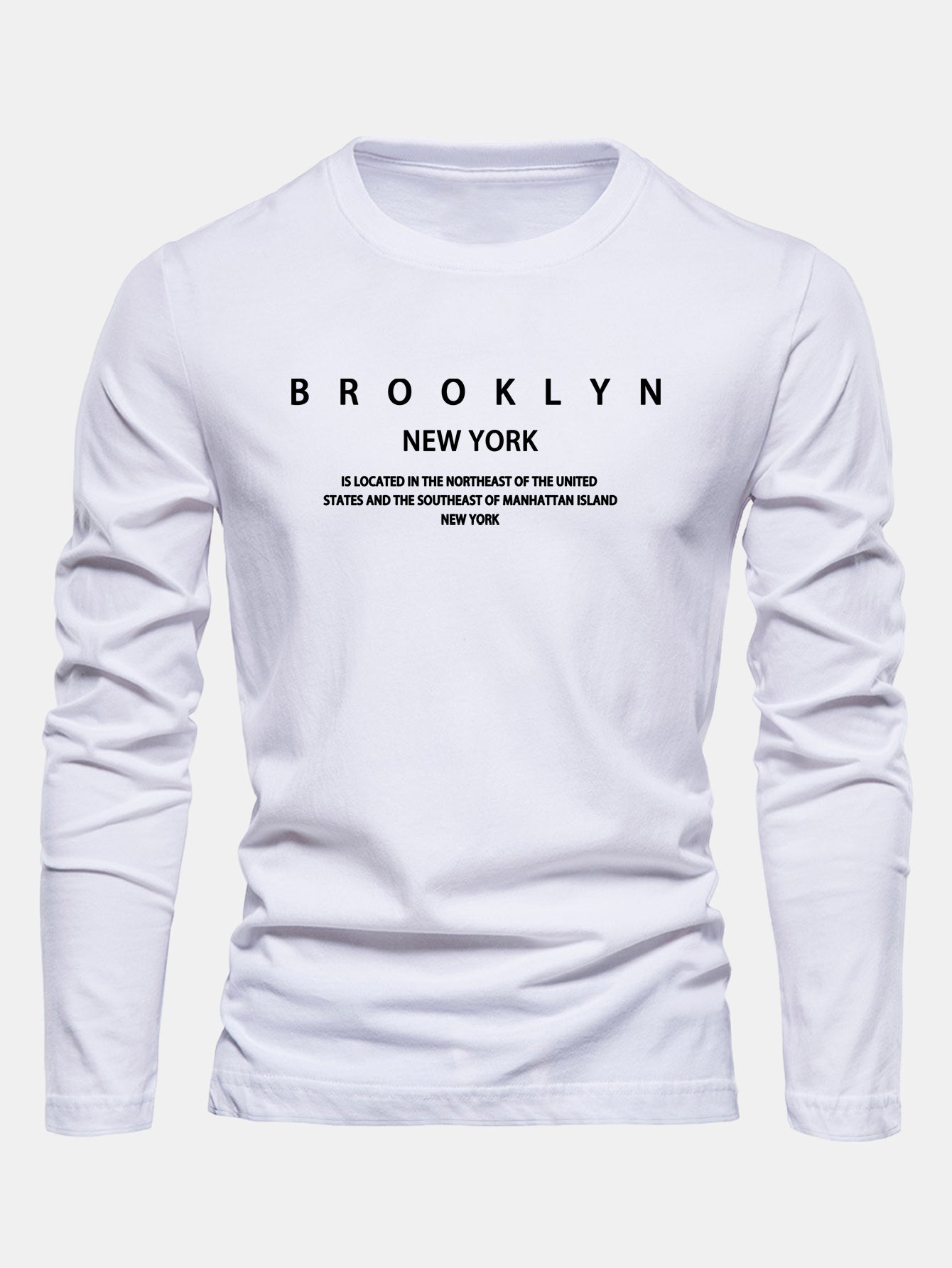 Long Sleeve NY Brooklyn Print Cotton T-Shirt
