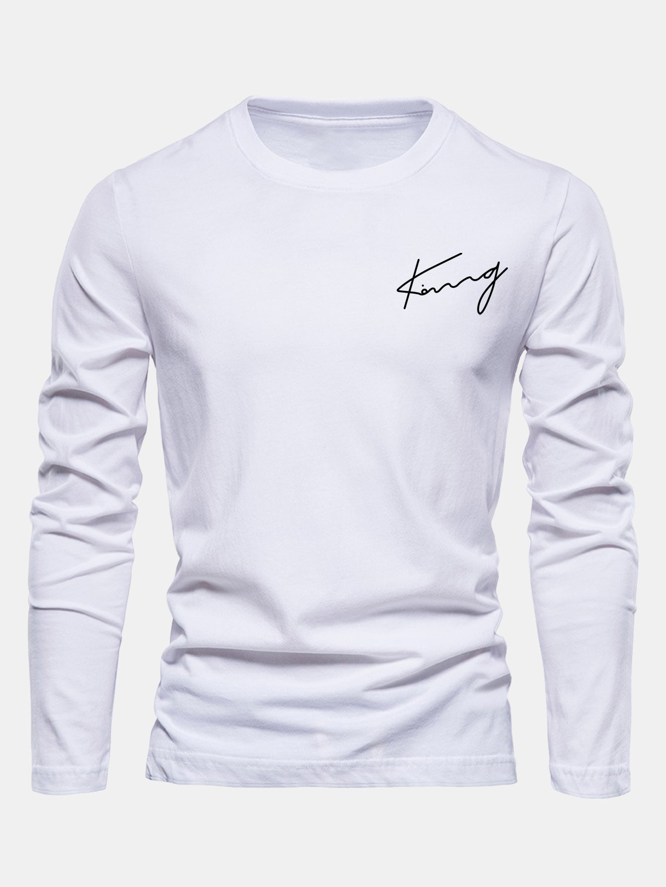 Long Sleeve King Print Cotton T-Shirt