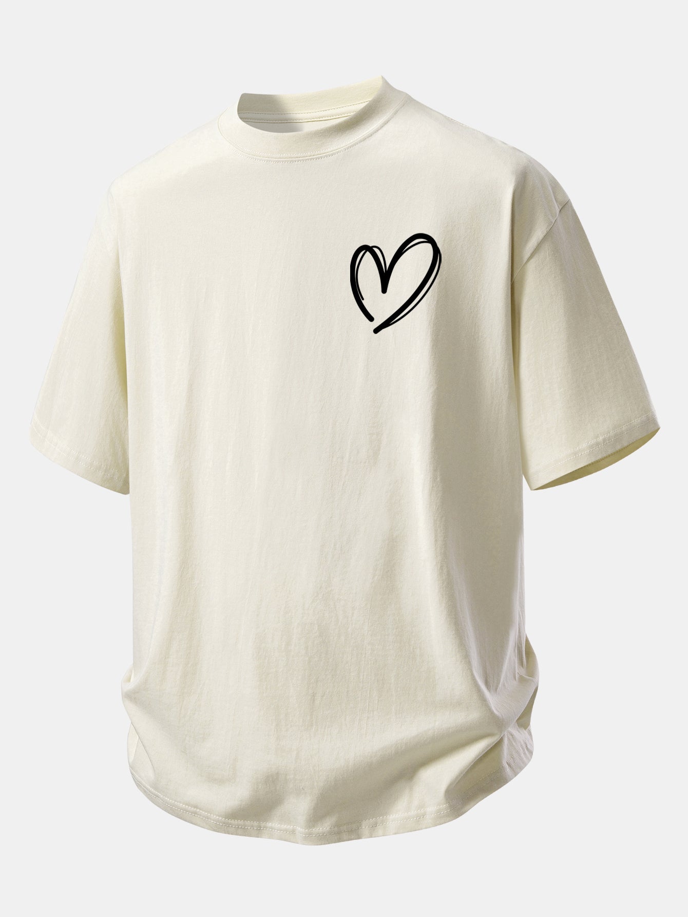 Relax Fit Heart Print Cotton T-Shirt