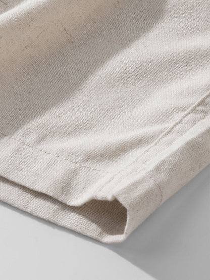 Linen Cotton Blend Drawstring Shorts