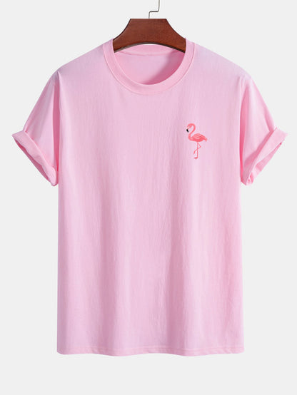 Regular Fit Flamingo Print Cotton T-Shirt