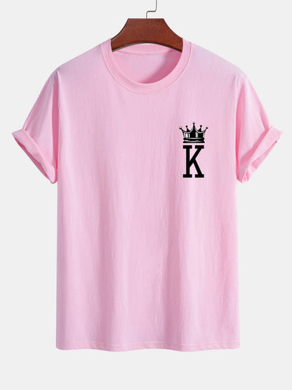 Regular Fit Crown King Print Cotton T-Shirt
