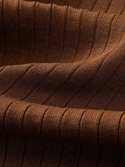 Stripe V Neck Knit Polo Shirt