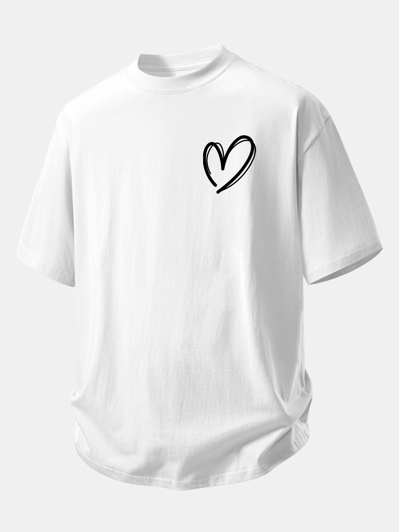 Relax Fit Heart Print Cotton T-Shirt