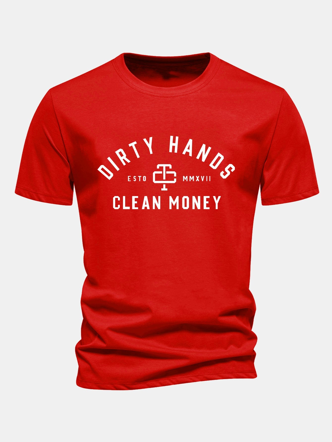 Regular Fit Dirty Hands Clean Money Print Cotton T-Shirt