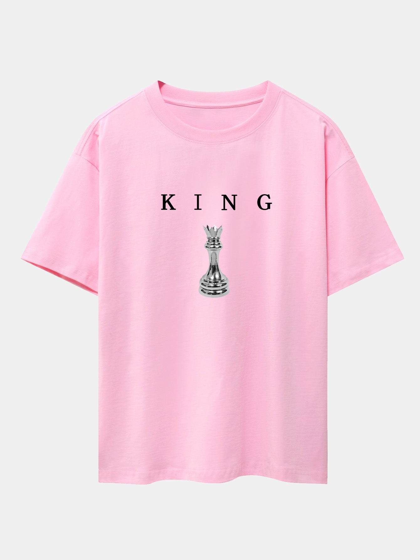 King Chess Print Drop Shoulder Oversize T-Shirt