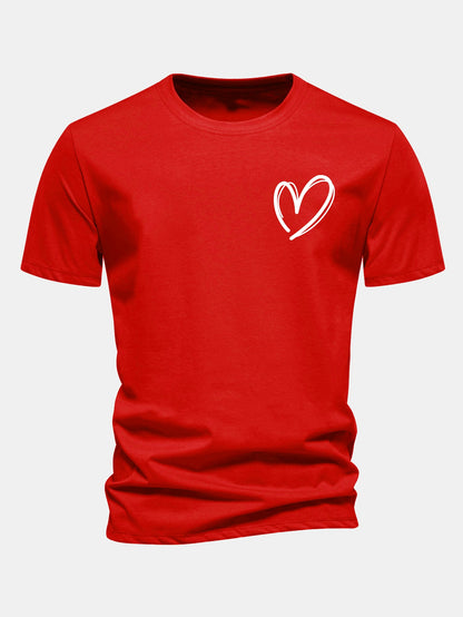 Regular Fit Heart Print Cotton T-Shirt