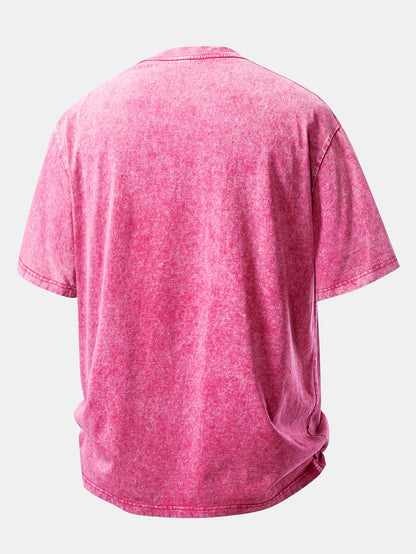 Basic Washed Distressed Drop Shoulder Oversize T-Shirt