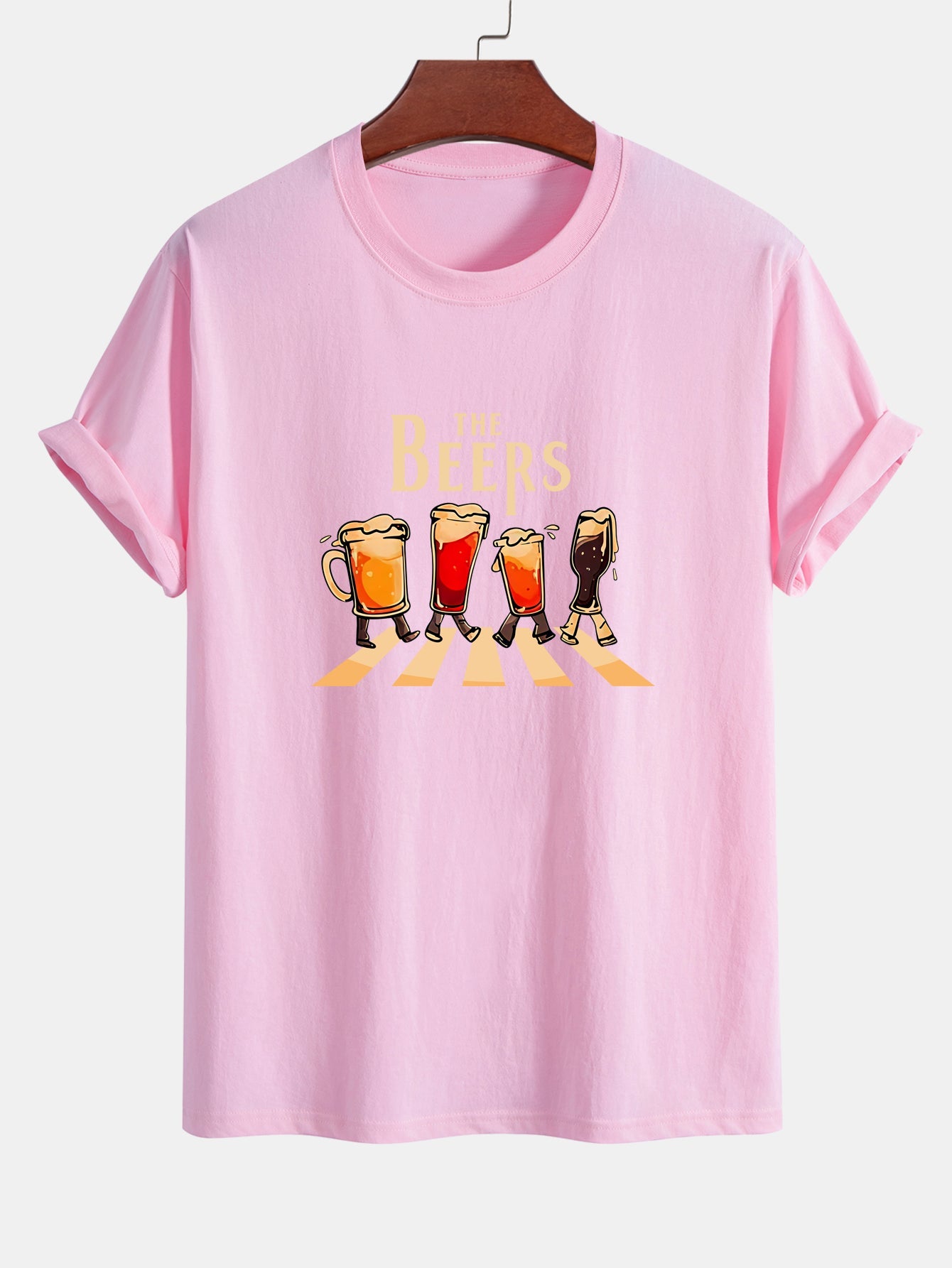 Regular Fit Beer Print Cotton T-Shirt