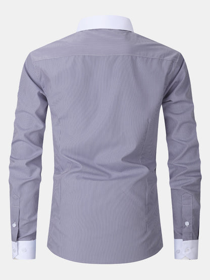 Stripe Contrast Collar Dress Shirt